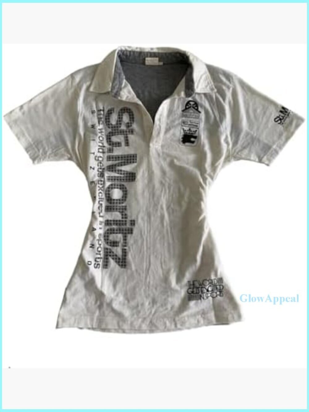 Slim Fit Crop Polo Tee with Gothic Graphic Print for Streetwear Style